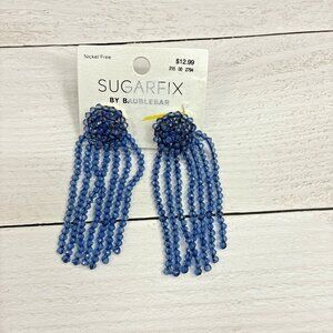 Sugarfix by BaubleBar Womens Blue Beaded Fringe Tassel Earrings One Size